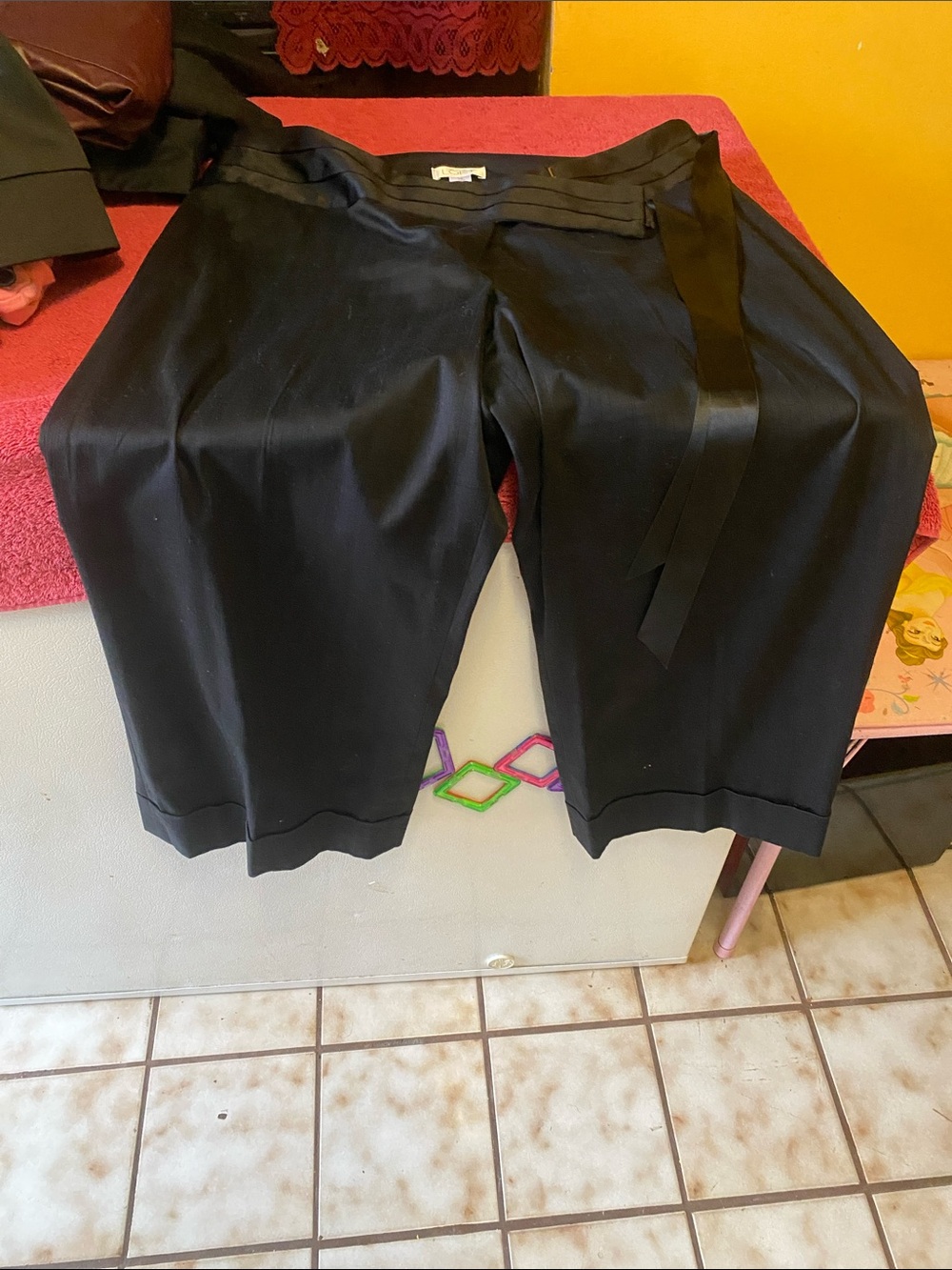 Ann Taylor Black Satin-Trim Caprice pants suit